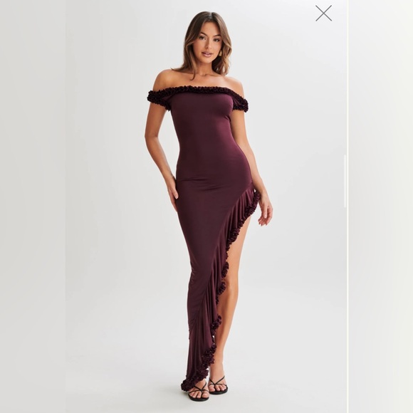 Meshki Arielle Off The Shoulder Dress in Plum NWT - Picture 5 of 11